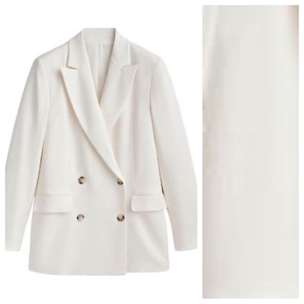 NWT. Massimo Dutti White Double-Breasted Blazer. Size 10. - Picture 4 of 12
